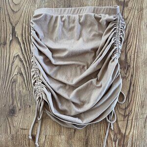 Gaze Strapless Ribbed Top, Beige, Small